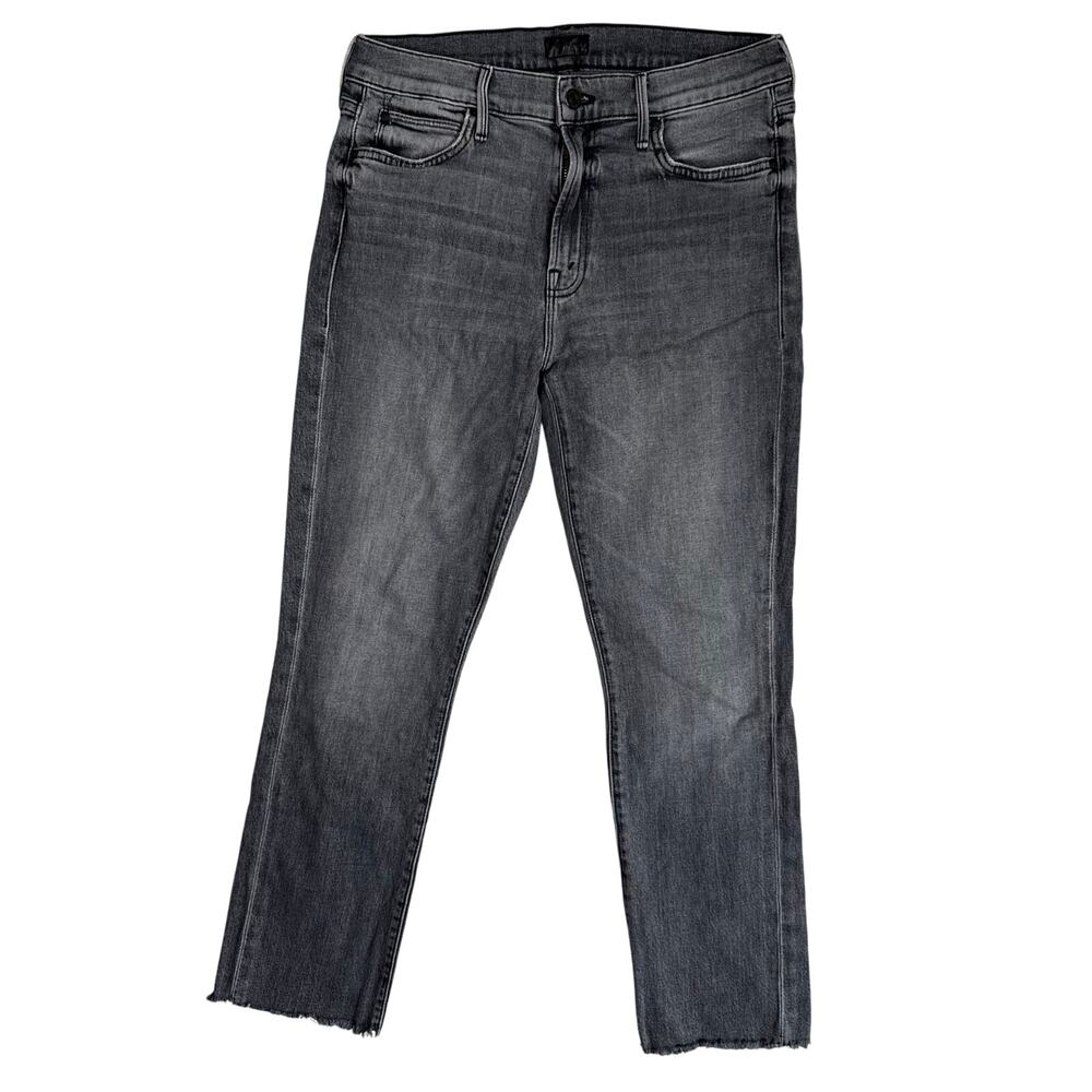 MOTHER Jeans Straight Leg 29 Rascal Ankle Fray Stitching in the Dark Gray